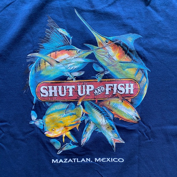 Fishing Men’s T-Shirt ‘Shut Up And Fish’ Mazatlan Men’s XL - Picture 3 of 7